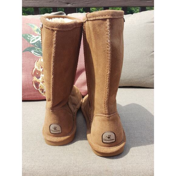 BearPaw Suede Leather Shearling Lined Brown Boots size 11 - Picture 3 of 12